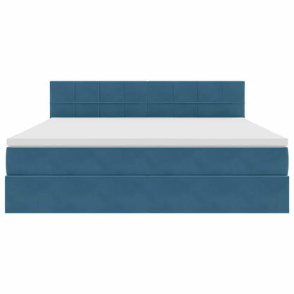 vidaXL Bett mit Stauraum und LED mit LED Dunkelblau 160 x 200 cm Samt