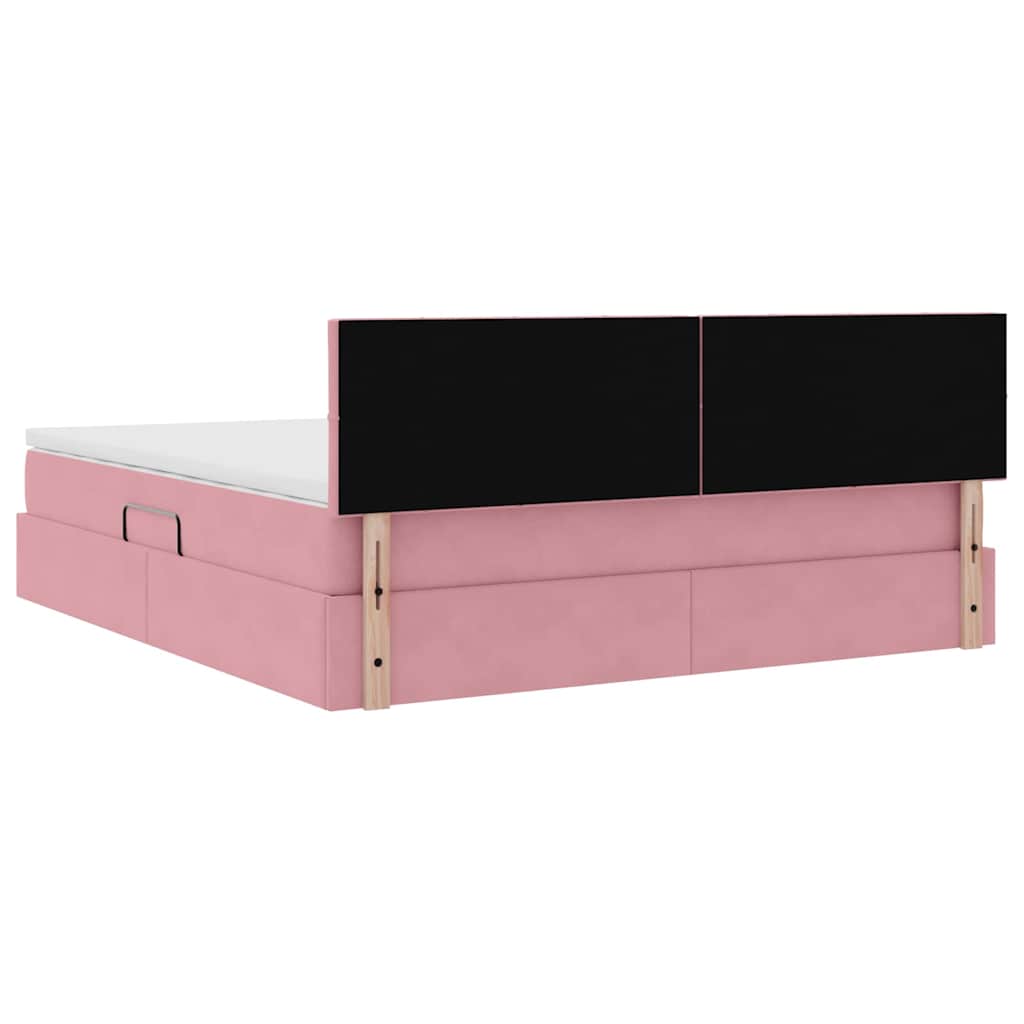 vidaXL Bett mit Stauraum und LED mit Matratze Rosa 160 x 200 cm Samt