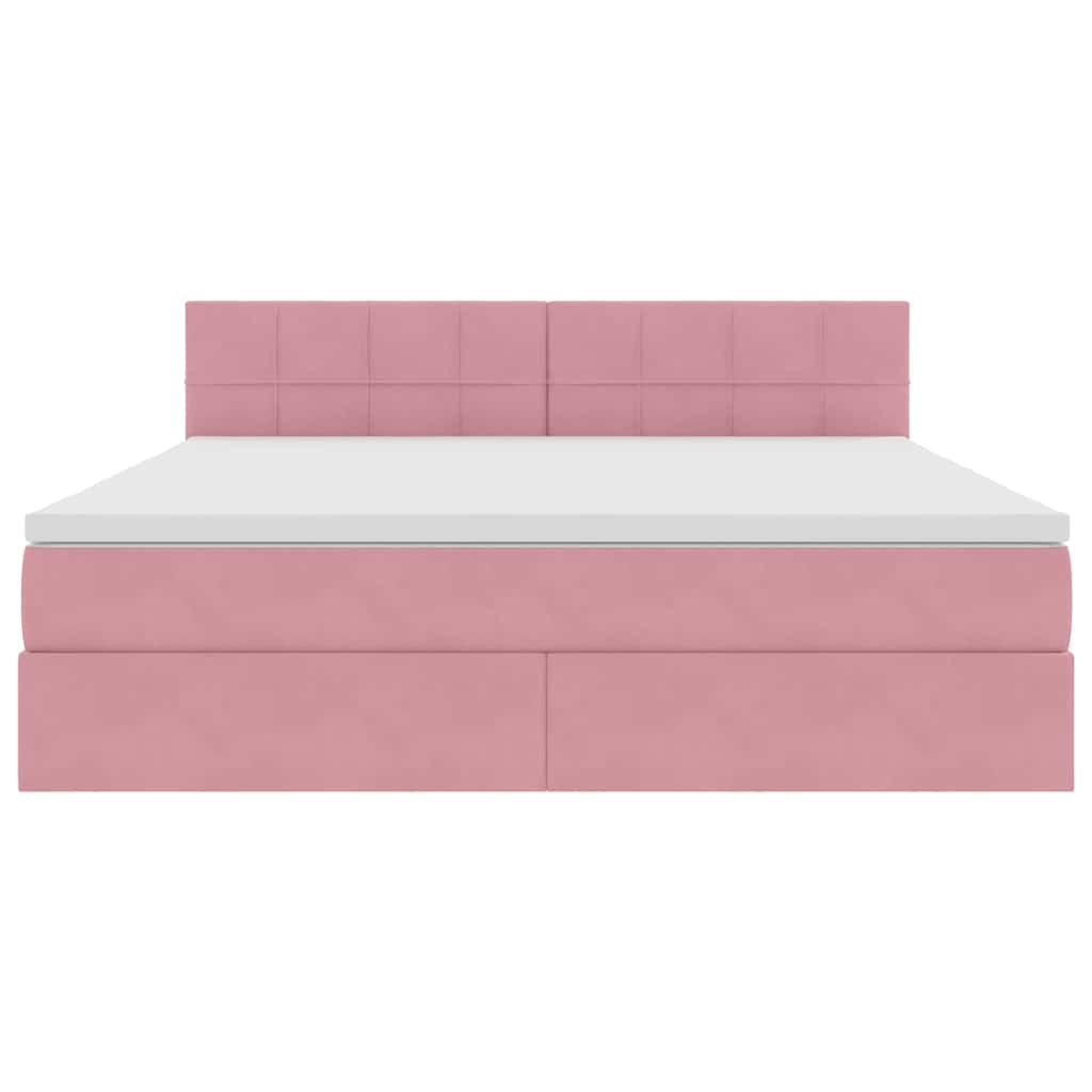 vidaXL Bett mit Stauraum und LED mit Matratze Rosa 160 x 200 cm Samt