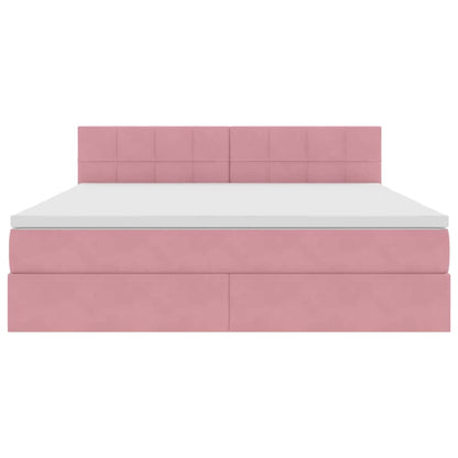 vidaXL Bett mit Stauraum und LED mit Matratze Rosa 160 x 200 cm Samt