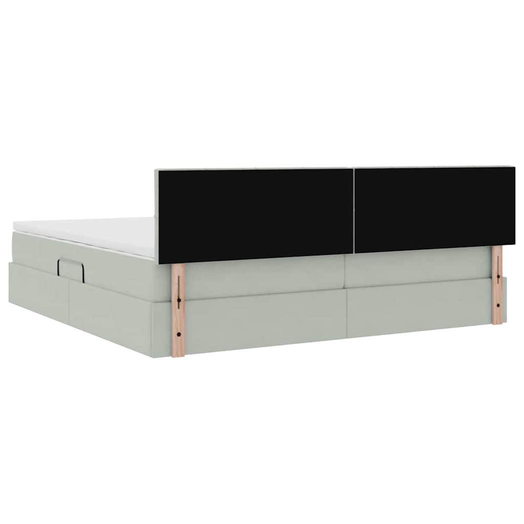 vidaXL Bett mit Stauraum und LED mit LED Hellgrau 200 x 200 cm Samt