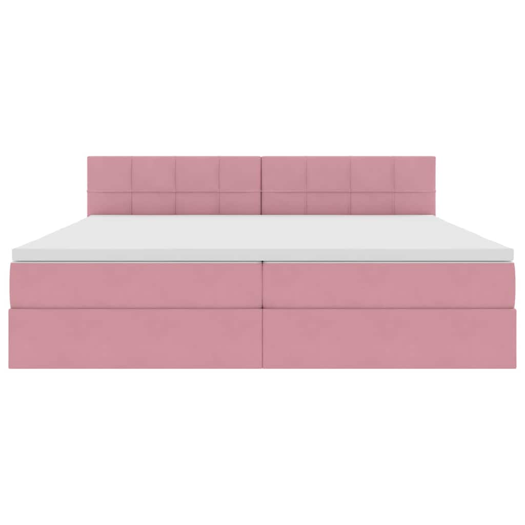Bett mit Stauraum und LED mit Matratze Rosa 200 x 200 cm Samt