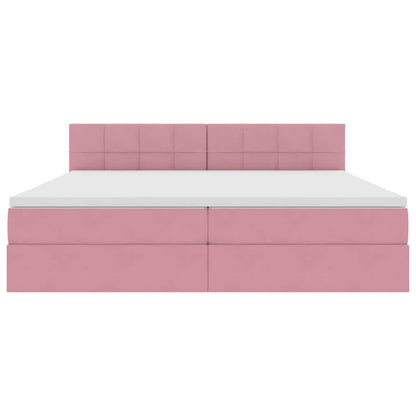Bett mit Stauraum und LED mit Matratze Rosa 200 x 200 cm Samt