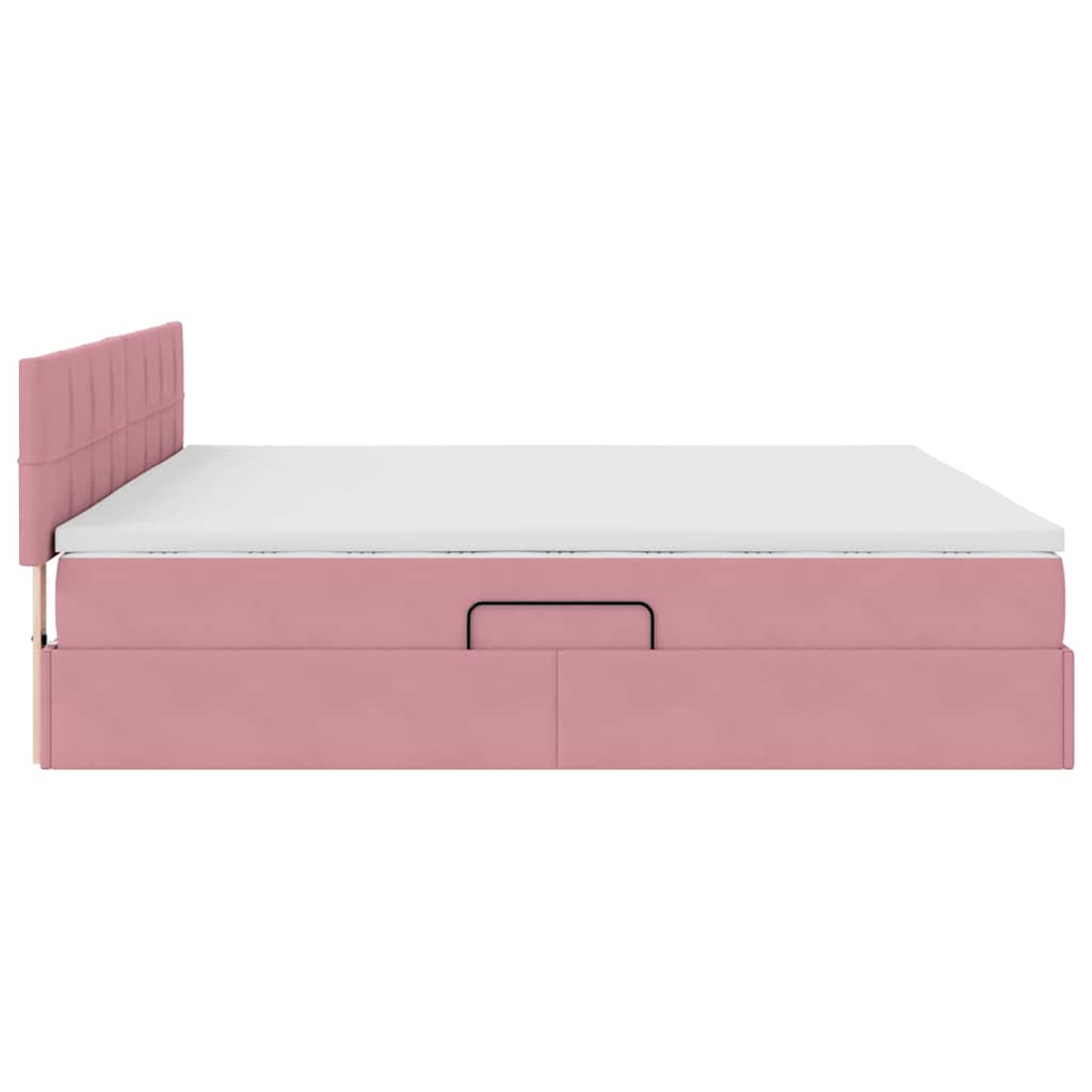 Bett mit Stauraum und LED mit Matratze Rosa 200 x 200 cm Samt