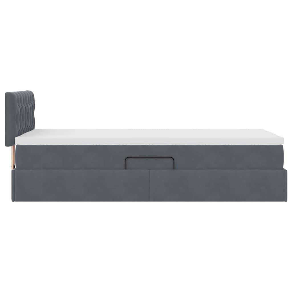 vidaXL Bett mit Stauraum und LED mit LED Dunkelgrau 90 x 190 cm Samt