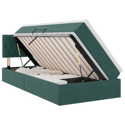 vidaXL Bett mit Stauraum und LED mit LED Dunkelgrün 90 x 190 cm Samt