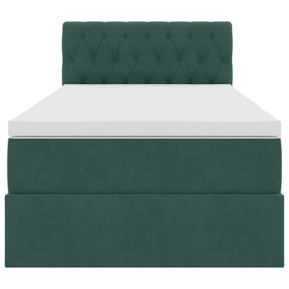 vidaXL Bett mit Stauraum und LED mit LED Dunkelgrün 90 x 190 cm Samt