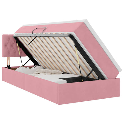 vidaXL Bett mit Stauraum und LED mit Matratze Rosa 90 x 190 cm Samt