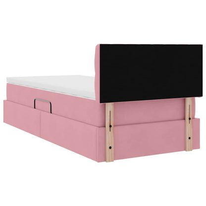 vidaXL Bett mit Stauraum und LED mit Matratze Rosa 90 x 190 cm Samt