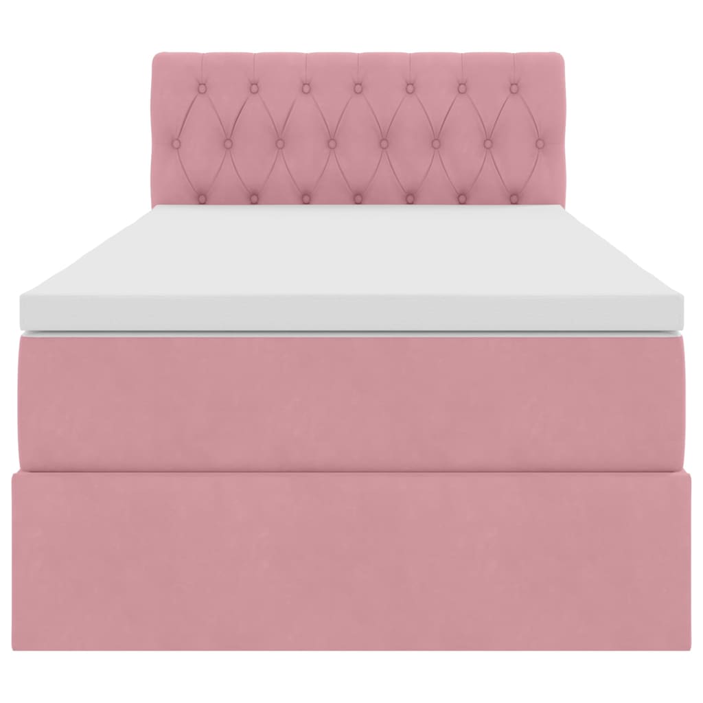 vidaXL Bett mit Stauraum und LED mit Matratze Rosa 90 x 190 cm Samt