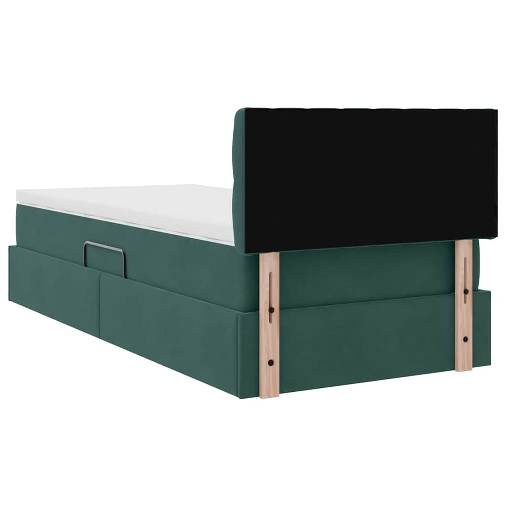 vidaXL Bett mit Stauraum und LED mit LED Dunkelgrün 90 x 200 cm Samt