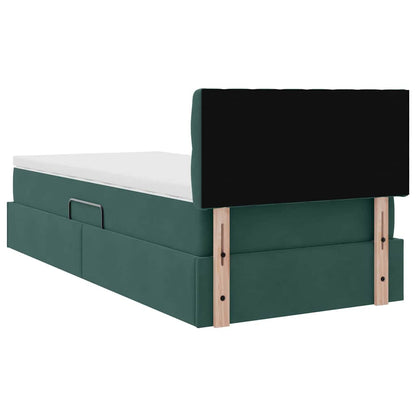 vidaXL Bett mit Stauraum und LED mit LED Dunkelgrün 90 x 200 cm Samt