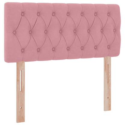 Bett mit Stauraum und LED mit Matratze Rosa 90 x 200 cm Samt