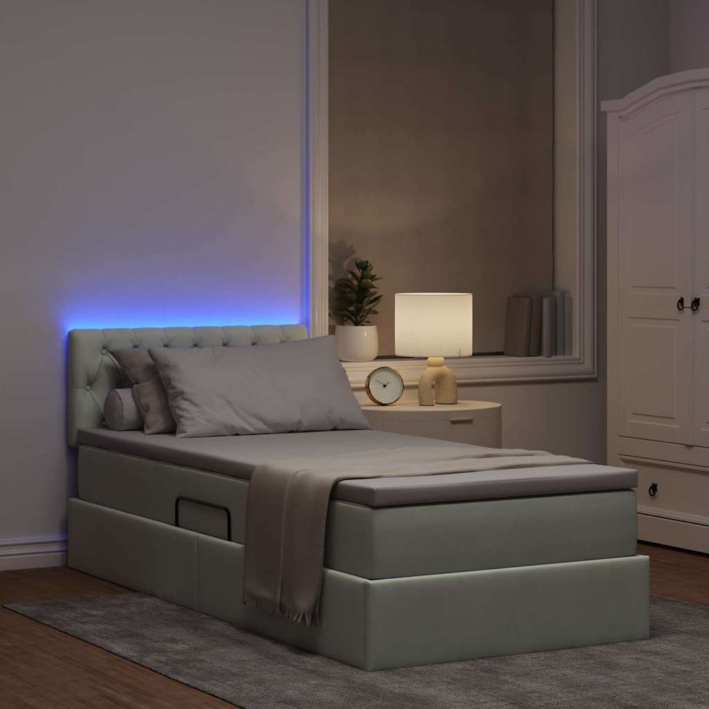 vidaXL Bett mit Stauraum und LED mit LED Hellgrau 100 x 200 cm Samt