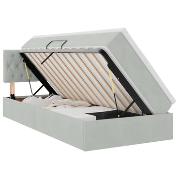 vidaXL Bett mit Stauraum und LED mit LED Hellgrau 100 x 200 cm Samt
