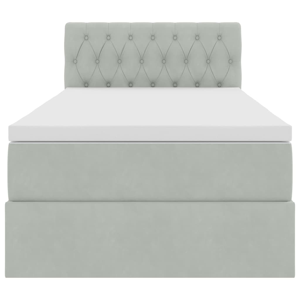 vidaXL Bett mit Stauraum und LED mit LED Hellgrau 100 x 200 cm Samt