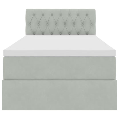 vidaXL Bett mit Stauraum und LED mit LED Hellgrau 100 x 200 cm Samt