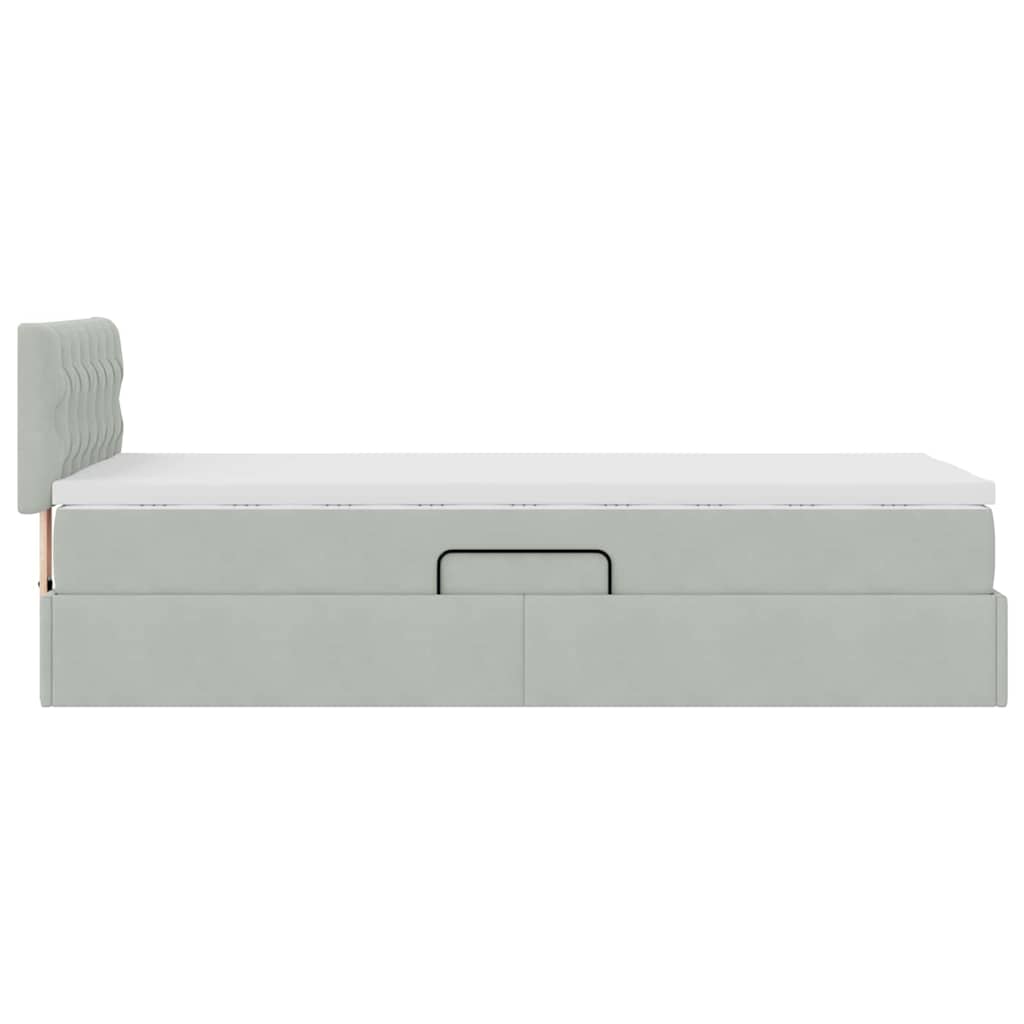 vidaXL Bett mit Stauraum und LED mit LED Hellgrau 100 x 200 cm Samt