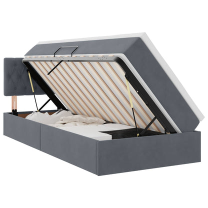 vidaXL Bett mit Stauraum und LED mit LED Dunkelgrau 100 x 200 cm Samt