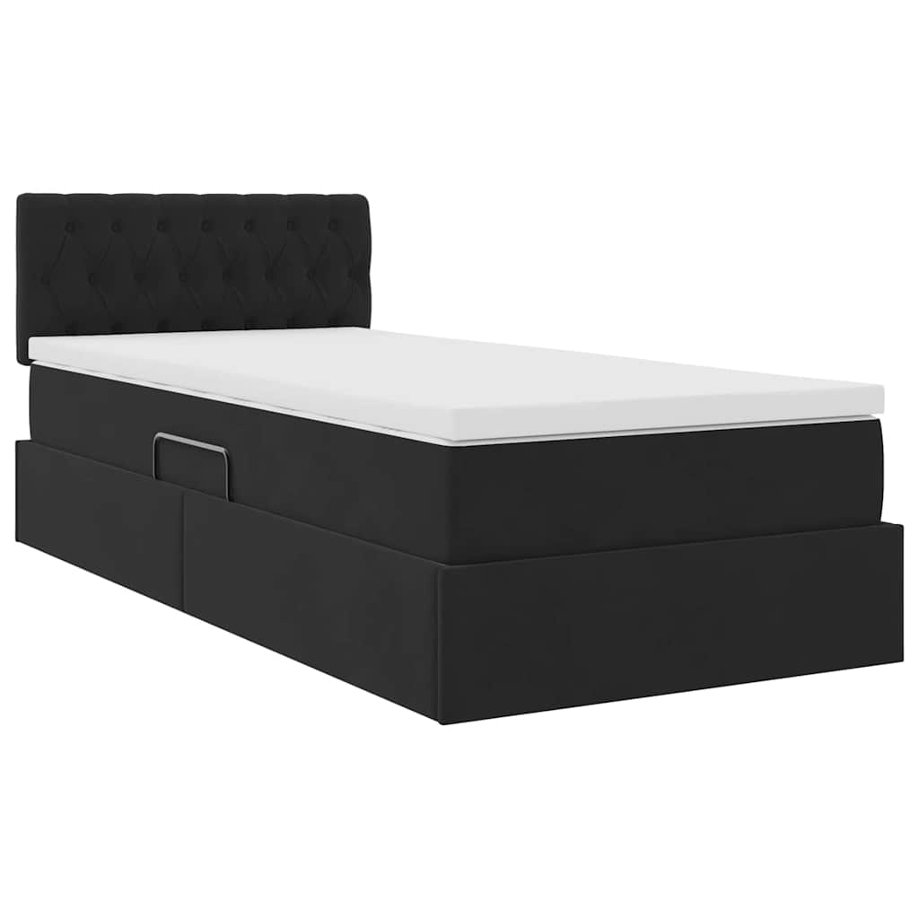 vidaXL Bett mit Stauraum und LED mit LED Schwarz 100 x 200 cm Samt