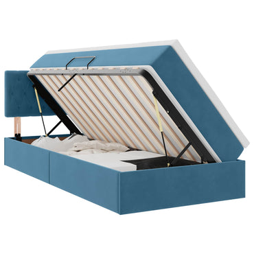 vidaXL Bett mit Stauraum und LED mit LED Dunkelblau 100 x 200 cm Samt