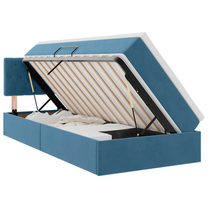 vidaXL Bett mit Stauraum und LED mit LED Dunkelblau 100 x 200 cm Samt
