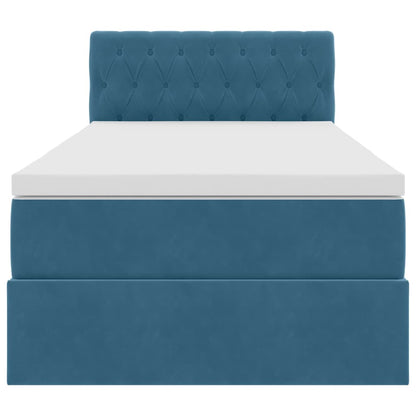 vidaXL Bett mit Stauraum und LED mit LED Dunkelblau 100 x 200 cm Samt