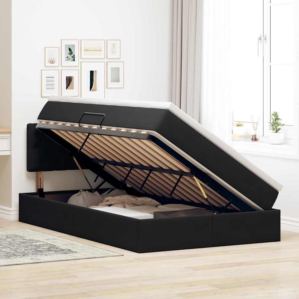 vidaXL Bett mit Stauraum und LED mit LED Schwarz 120 x 200 cm Samt