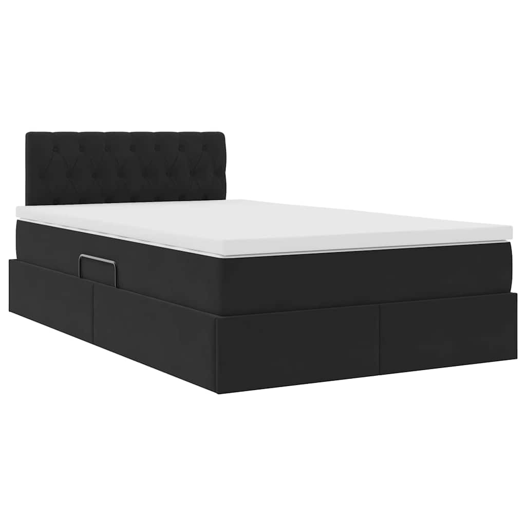 vidaXL Bett mit Stauraum und LED mit LED Schwarz 120 x 200 cm Samt