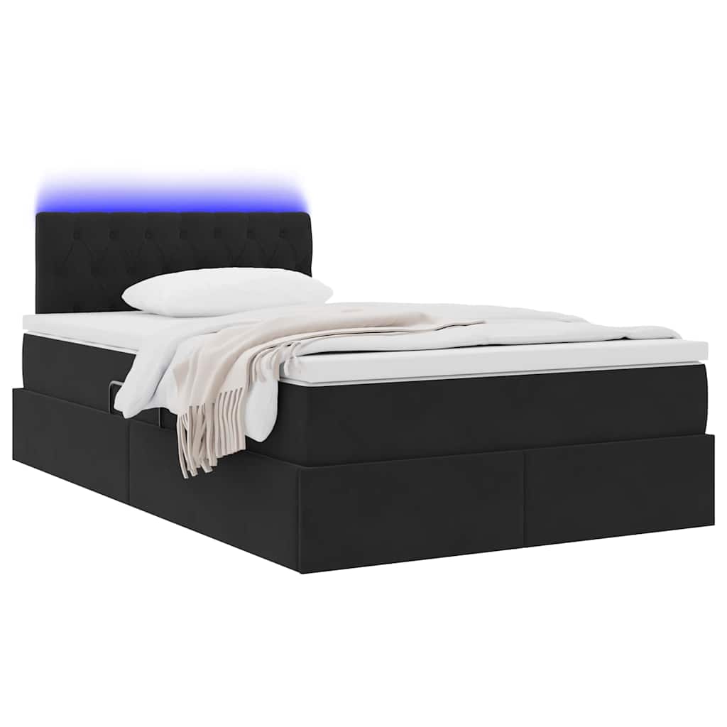 vidaXL Bett mit Stauraum und LED mit LED Schwarz 120 x 200 cm Samt