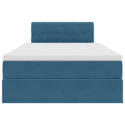 Bett mit Stauraum und LED mit LED Dunkelblau 120 x 200 cm Samt