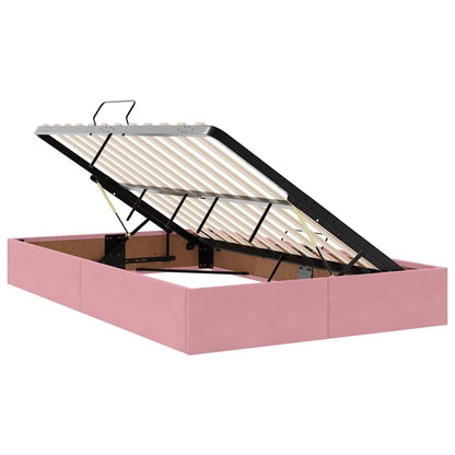 vidaXL Bett mit Stauraum und LED mit Matratze Rosa 120 x 200 cm Samt