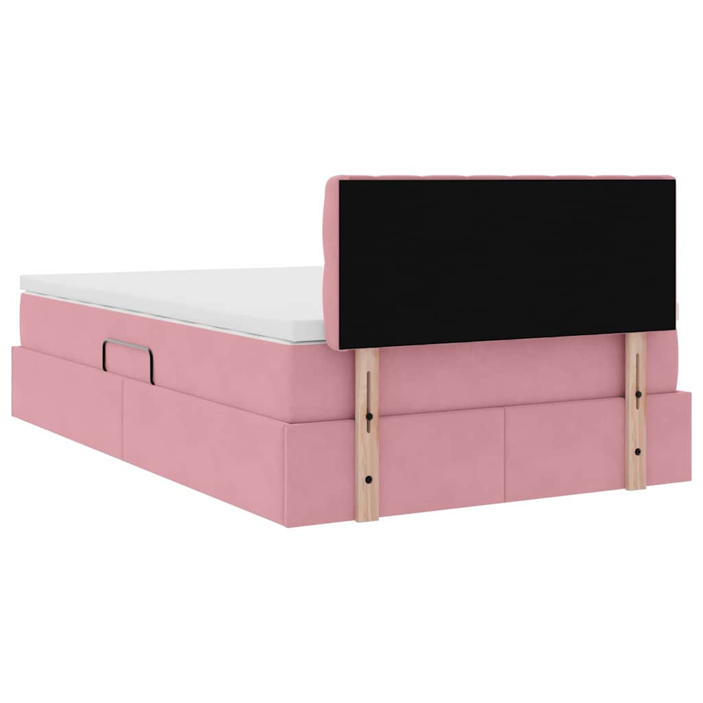vidaXL Bett mit Stauraum und LED mit Matratze Rosa 120 x 200 cm Samt