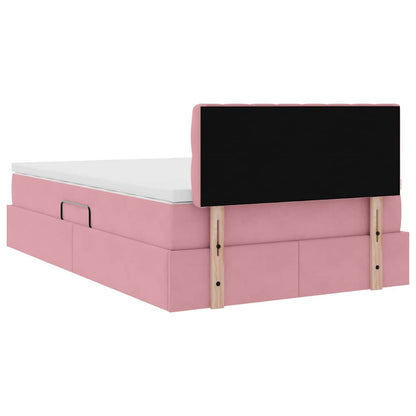 vidaXL Bett mit Stauraum und LED mit Matratze Rosa 120 x 200 cm Samt