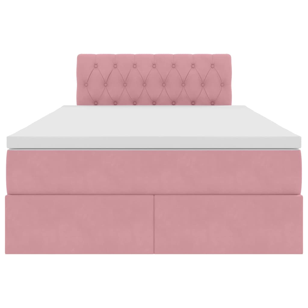 vidaXL Bett mit Stauraum und LED mit Matratze Rosa 120 x 200 cm Samt