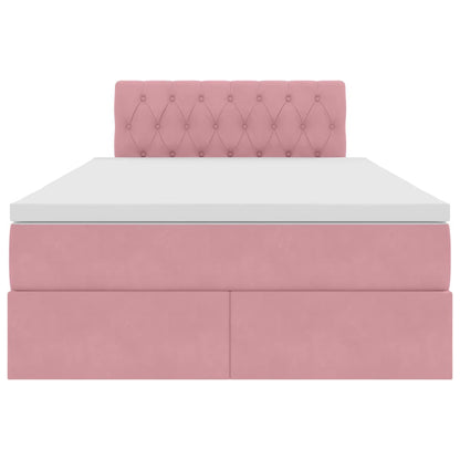 vidaXL Bett mit Stauraum und LED mit Matratze Rosa 120 x 200 cm Samt