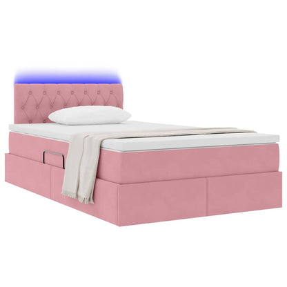 vidaXL Bett mit Stauraum und LED mit Matratze Rosa 120 x 200 cm Samt