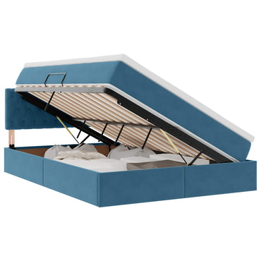 vidaXL Lit avec rangement et LED Bleu foncé 140 x 190 cm Velours
