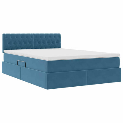 vidaXL Lit avec rangement et LED Bleu foncé 140 x 190 cm Velours