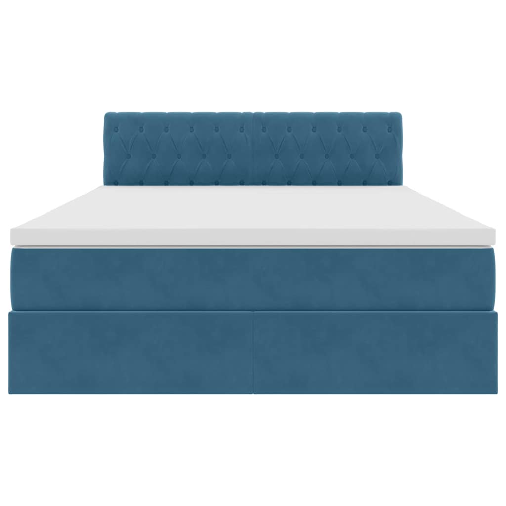 vidaXL Lit avec rangement et LED Bleu foncé 140 x 190 cm Velours