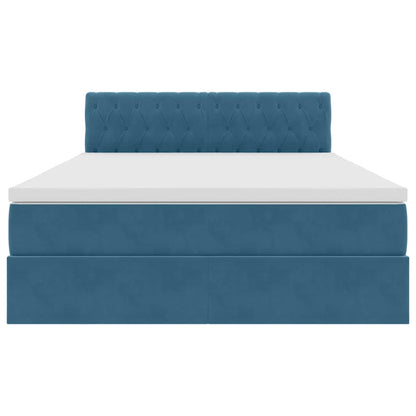 vidaXL Lit avec rangement et LED Bleu foncé 140 x 190 cm Velours