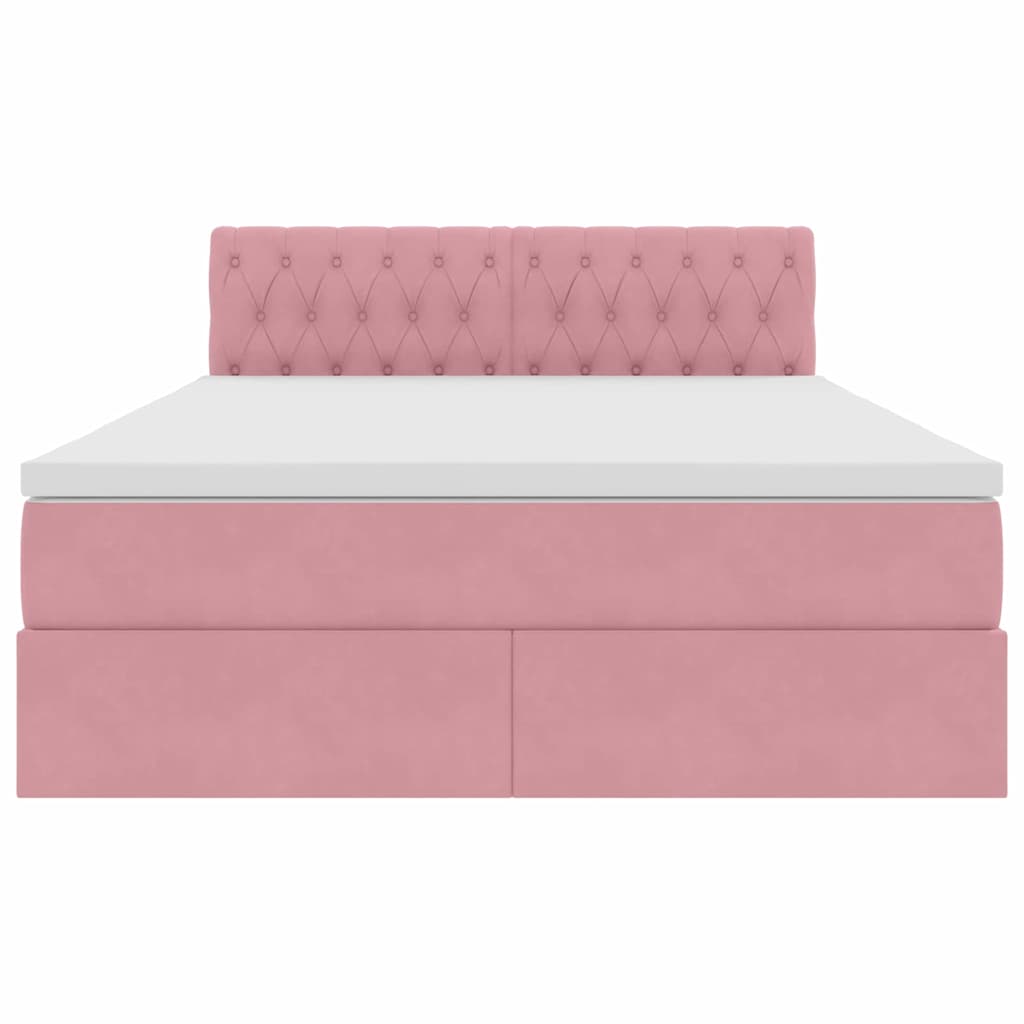 Bett mit Stauraum und LED mit Matratze Rosa 140 x 190 cm Samt