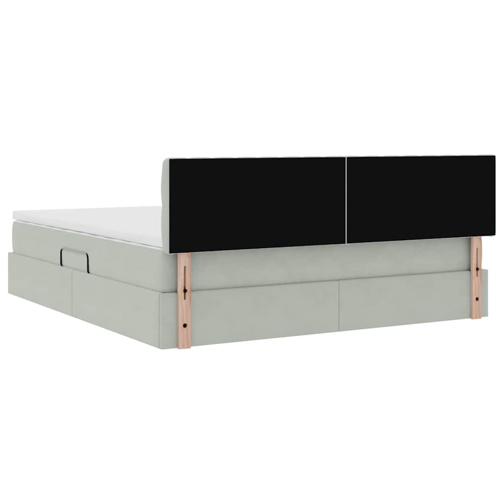 vidaXL Bett mit Stauraum und LED mit LED Hellgrau 160 x 200 cm Samt