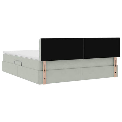 vidaXL Bett mit Stauraum und LED mit LED Hellgrau 160 x 200 cm Samt