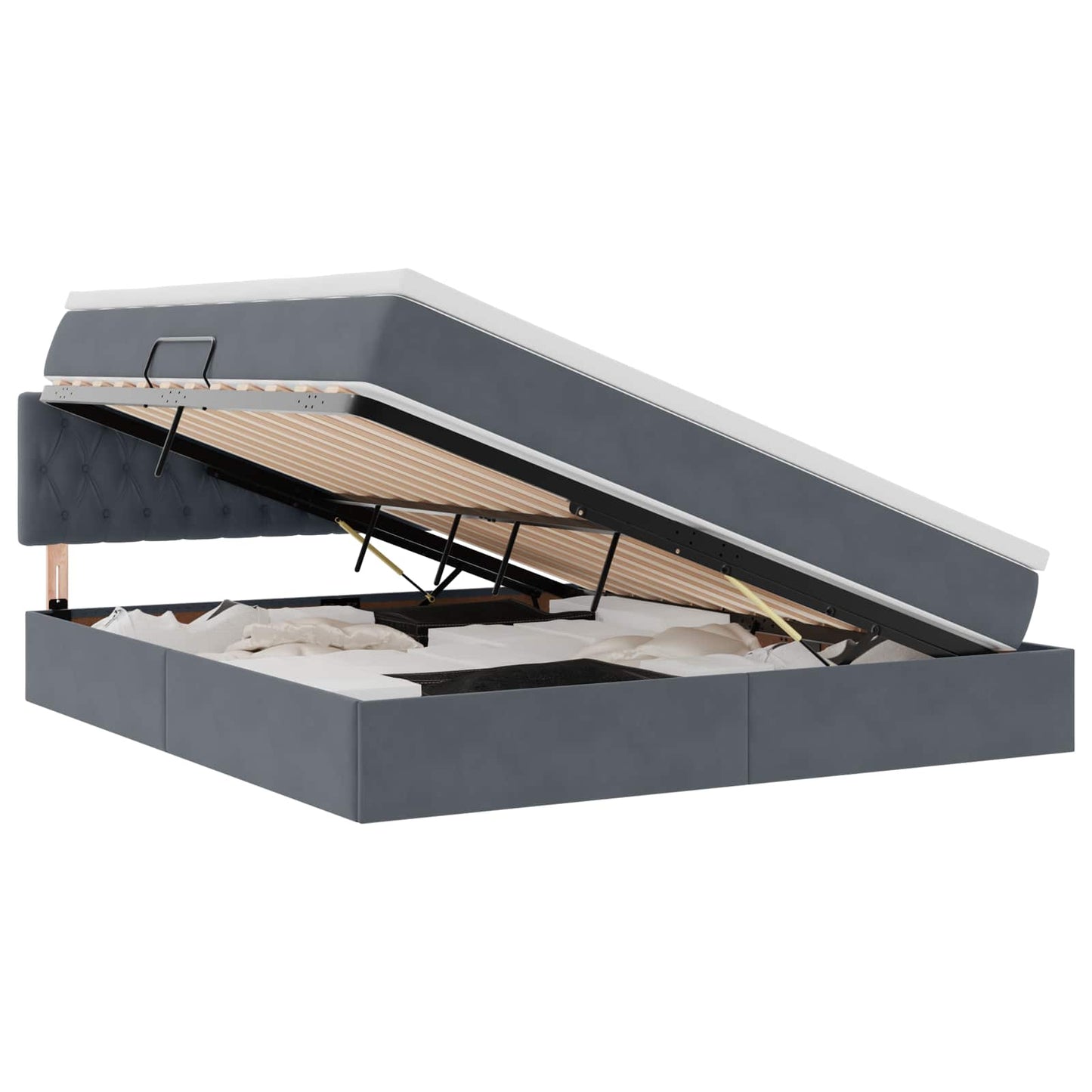 vidaXL Bett mit Stauraum und LED mit LED Dunkelgrau 160 x 200 cm Samt
