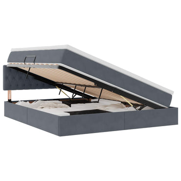 vidaXL Bett mit Stauraum und LED mit LED Dunkelgrau 160 x 200 cm Samt