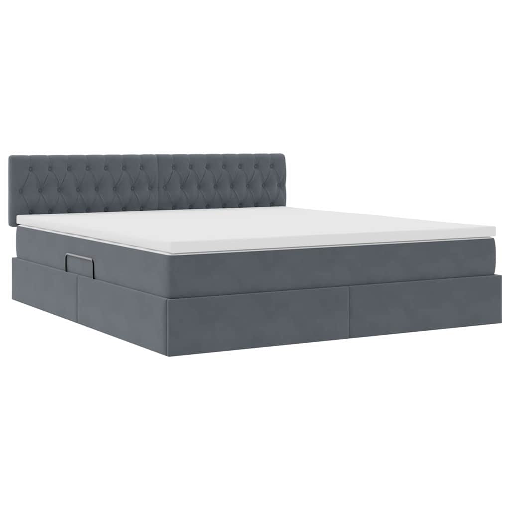 vidaXL Bett mit Stauraum und LED mit LED Dunkelgrau 160 x 200 cm Samt