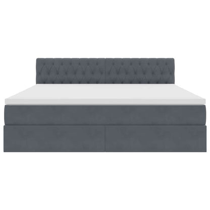 vidaXL Bett mit Stauraum und LED mit LED Dunkelgrau 160 x 200 cm Samt