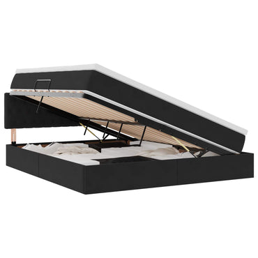 vidaXL Bett mit Stauraum und LED mit LED Schwarz 160 x 200 cm Samt