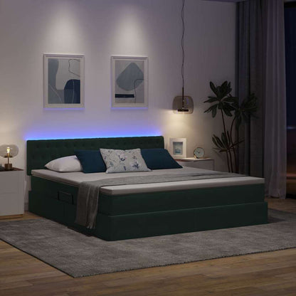 vidaXL Bett mit Stauraum und LED mit LED Dunkelgrün 160 x 200 cm Samt
